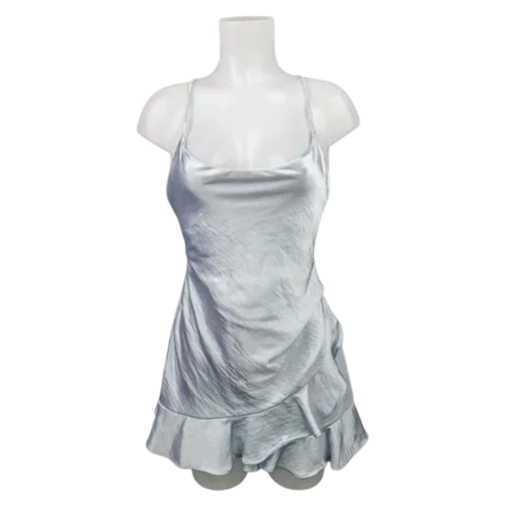 NWT Native Daughters Satin Romper Mini Dress Size Large Cowl Neck & Ruffle Hem